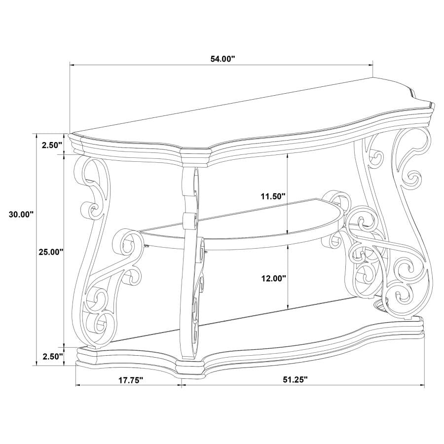Laney Scrollwork Entryway Sofa Console Table Deep Merlot-9