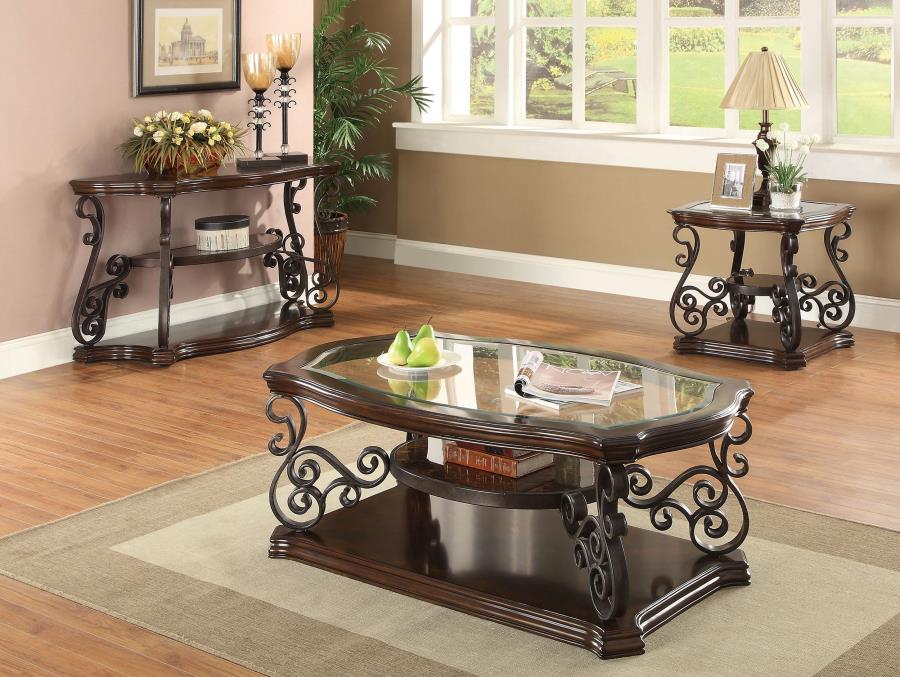 Laney Scrollwork Entryway Sofa Console Table Deep Merlot-zoom-10