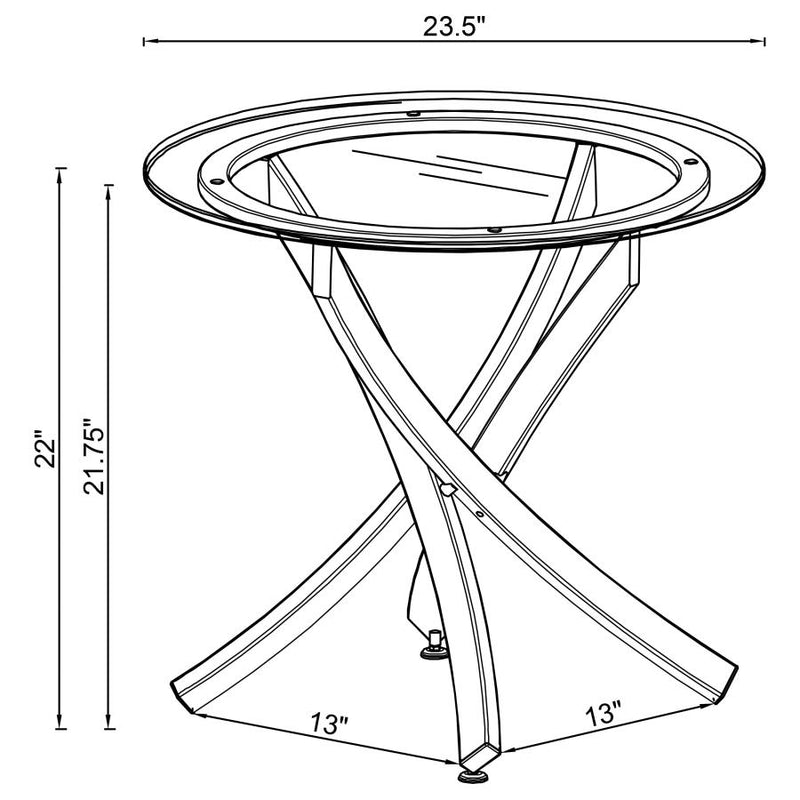 Brooke Round Glass Top Side End Table Metal Base Chrome-zoom-