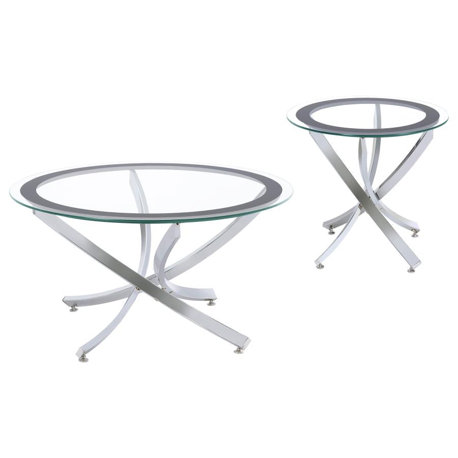 Brooke 2-piece Round Coffee and End Table Set Chrome-zoom-2