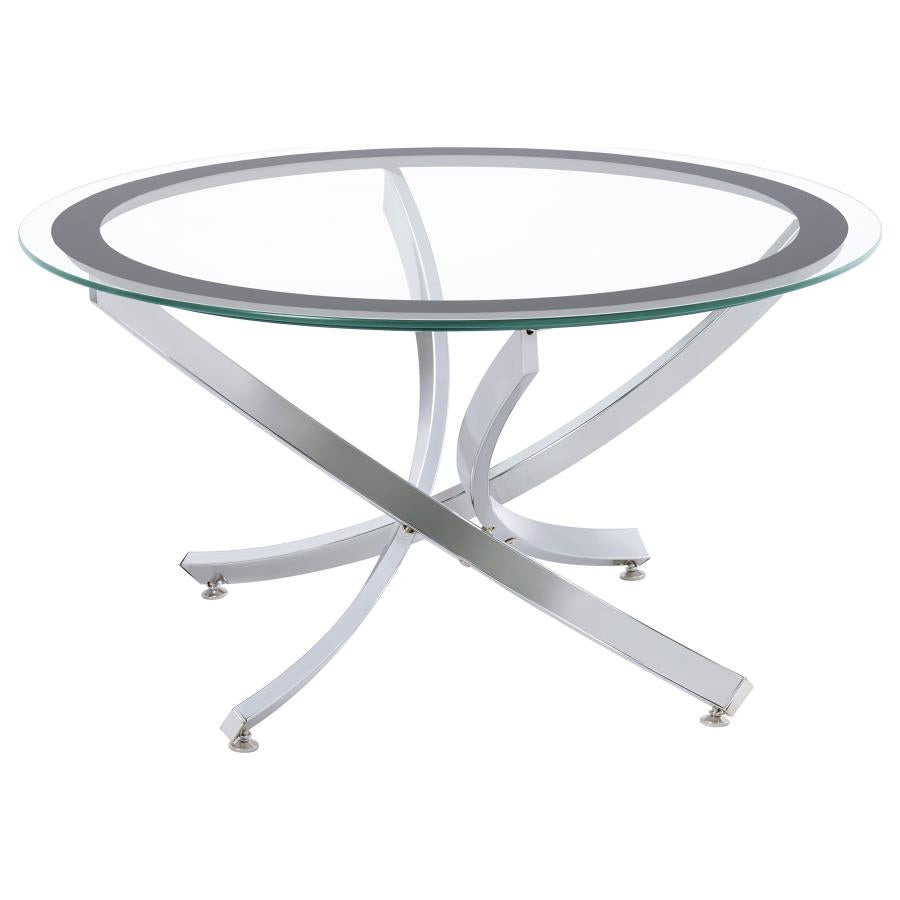 Brooke 2-piece Round Coffee and End Table Set Chrome-zoom-3