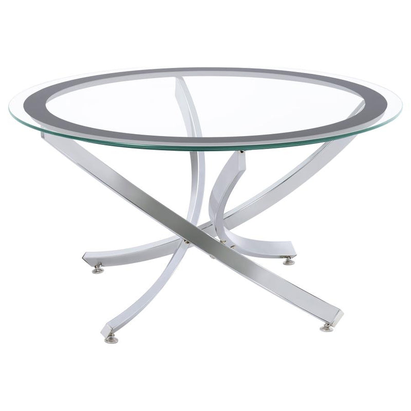 Brooke 2-piece Round Coffee and End Table Set Chrome-zoom-