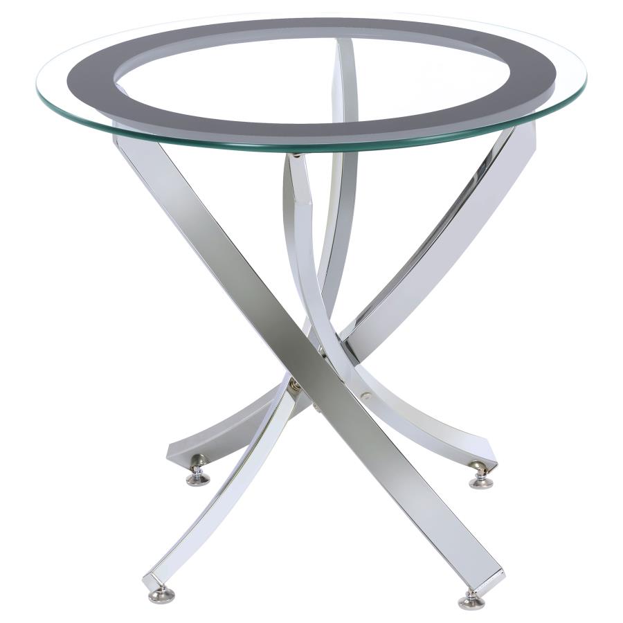 Brooke 2-piece Round Coffee and End Table Set Chrome-zoom-4
