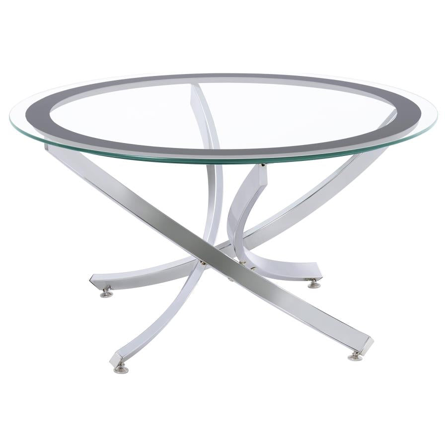 Brooke 3-piece Round Coffee and End Table Set Chrome-3