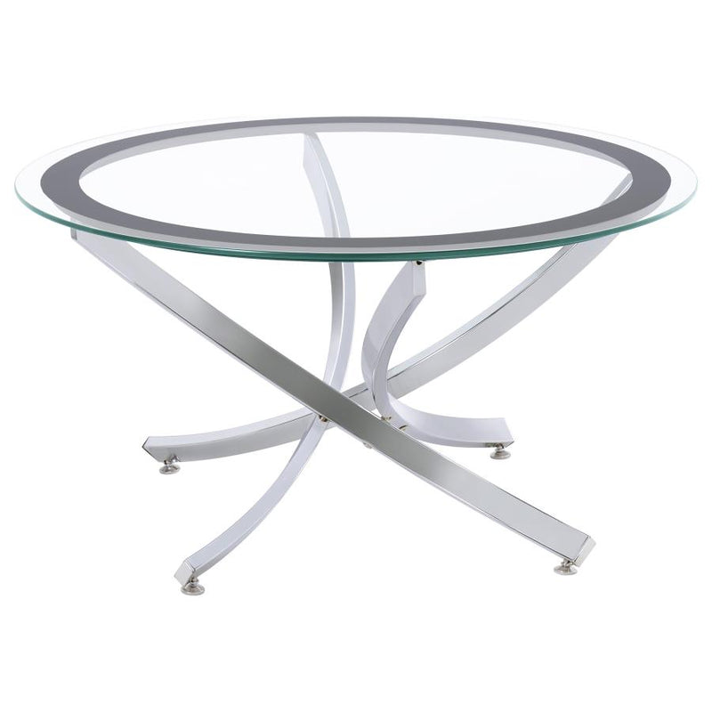 Brooke 3-piece Round Coffee and End Table Set Chrome-zoom-