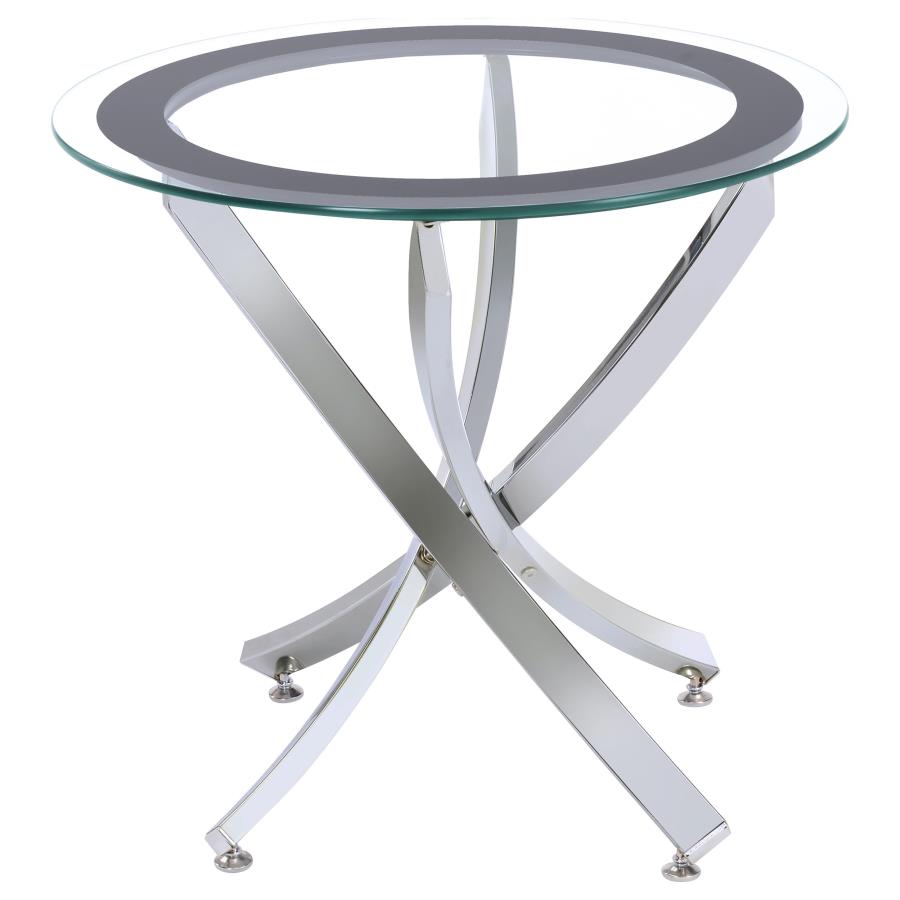Brooke 3-piece Round Coffee and End Table Set Chrome-4