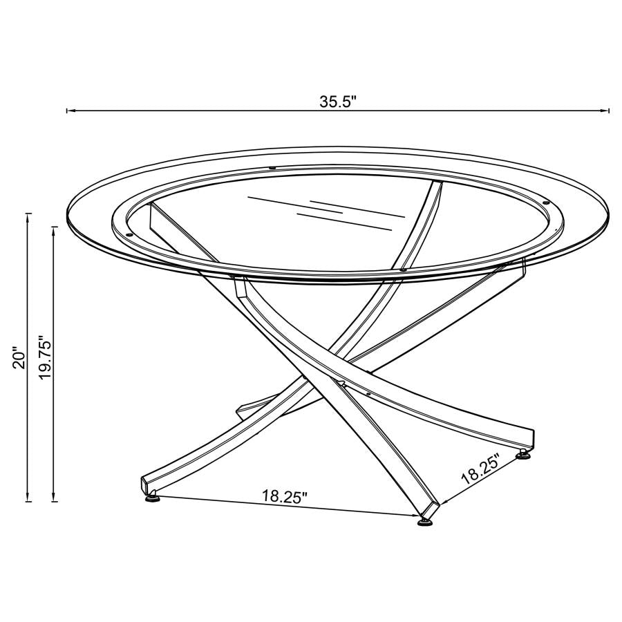 Brooke Round Glass Top Coffee Table Metal Base Chrome-3