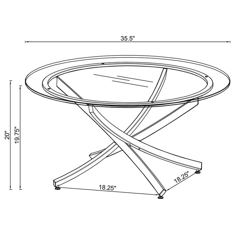 Brooke Round Glass Top Coffee Table Metal Base Chrome-zoom-