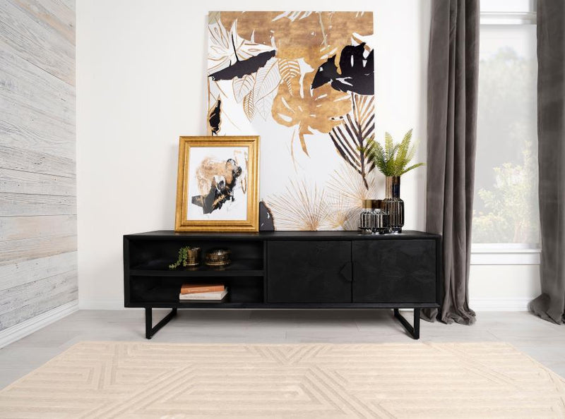 Marsden 2-door Mango Wood 70-inch TV Stand Charcoal Black-zoom-