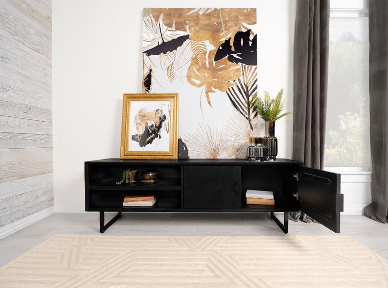 Marsden 2-door Mango Wood 70-inch TV Stand Charcoal Black-zoom-
