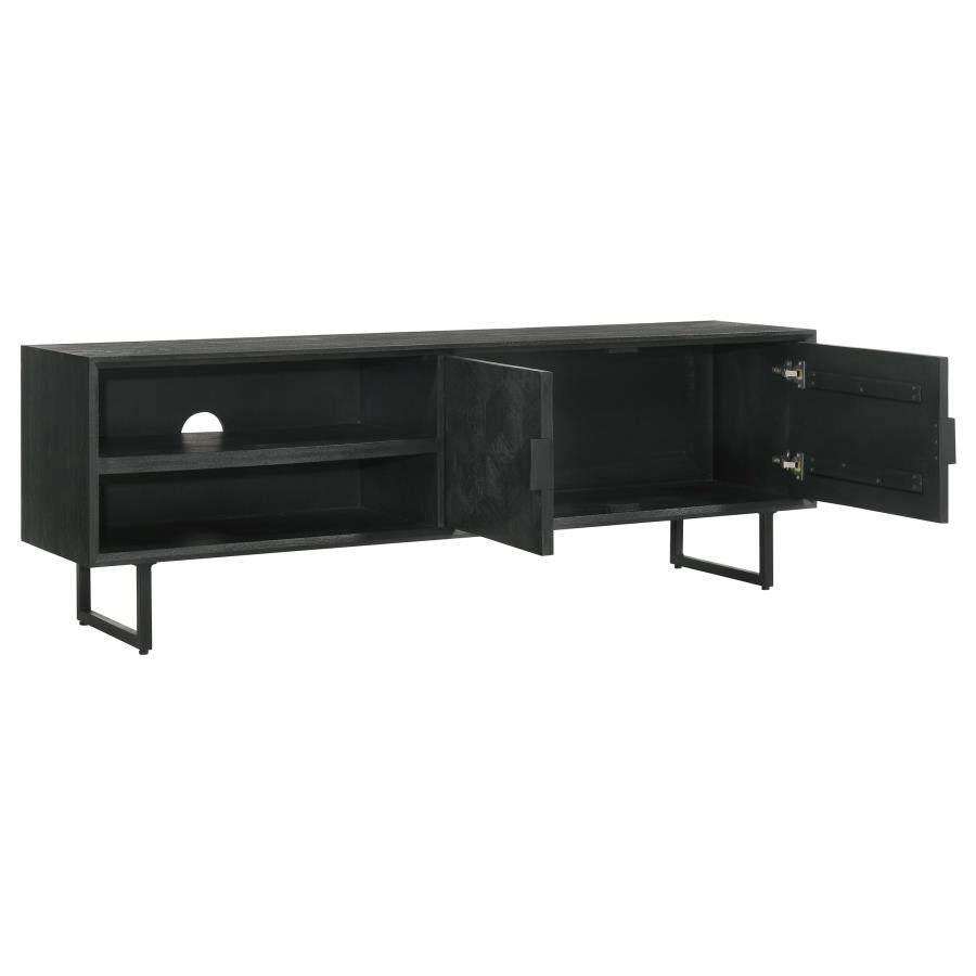 Marsden 2-door Mango Wood 70-inch TV Stand Charcoal Black-4
