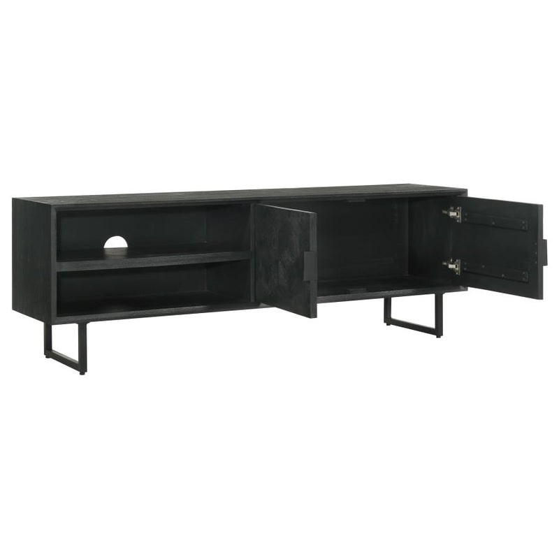 Marsden 2-door Mango Wood 70-inch TV Stand Charcoal Black-zoom-