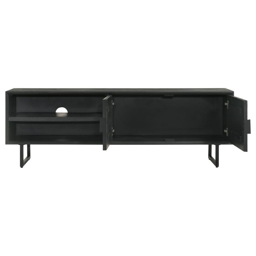 Marsden 2-door Mango Wood 70-inch TV Stand Charcoal Black-zoom-6