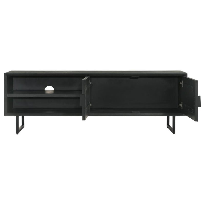 Marsden 2-door Mango Wood 70-inch TV Stand Charcoal Black-zoom-