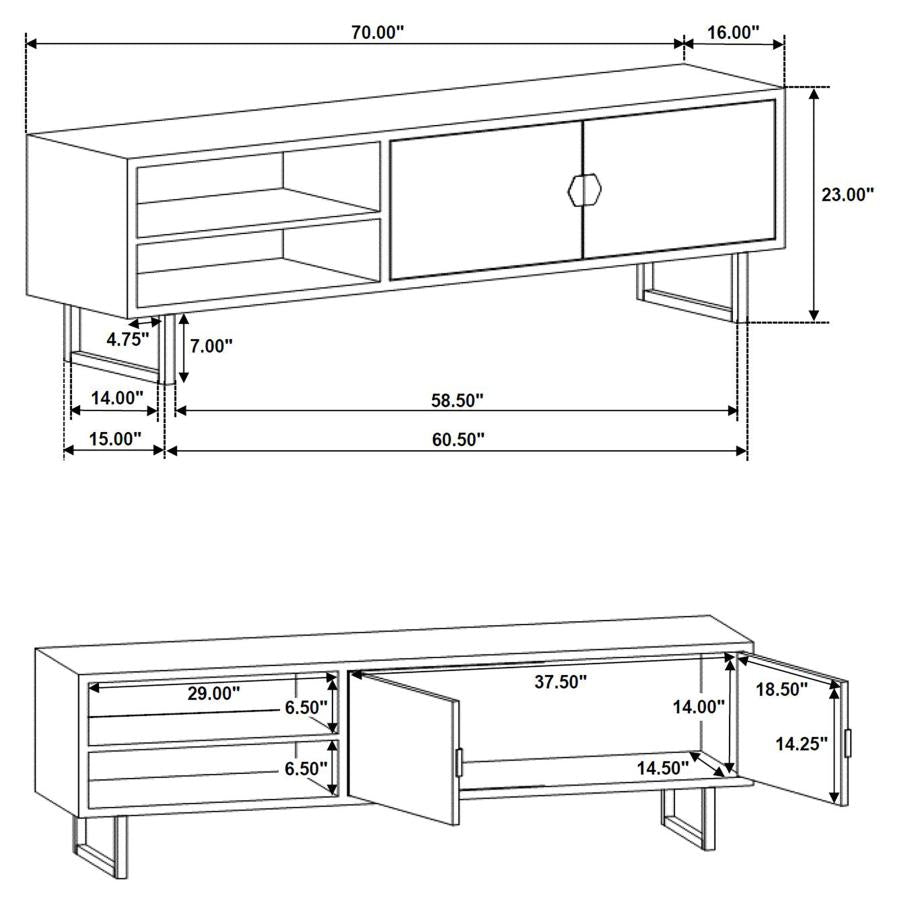 Marsden 2-door Mango Wood 70-inch TV Stand Charcoal Black-11