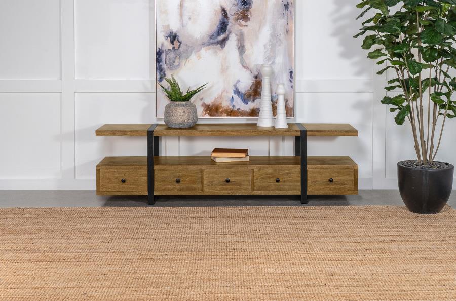 Otto 5-drawer Mango Wood 70-inch TV Stand Media Console Brown-zoom-2