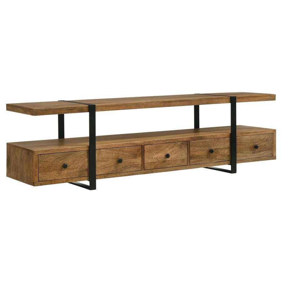 Otto 5-drawer Mango Wood 70-inch TV Stand Media Console Brown-1