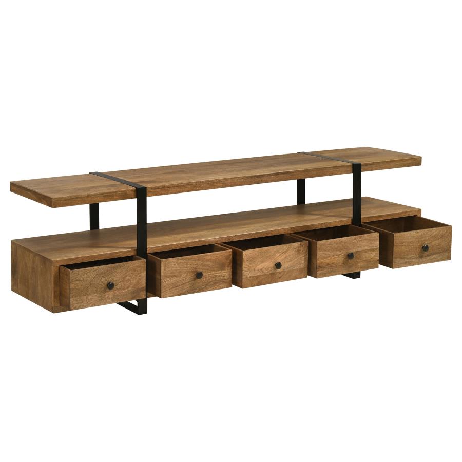 Otto 5-drawer Mango Wood 70-inch TV Stand Media Console Brown-3