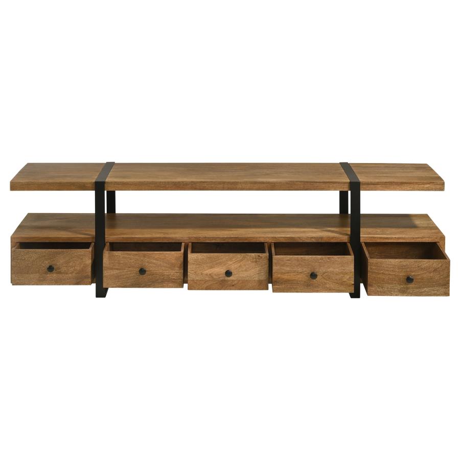 Otto 5-drawer Mango Wood 70-inch TV Stand Media Console Brown-5