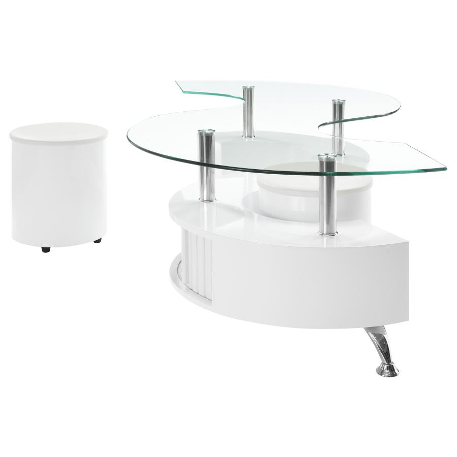Buckley 3-piece Coffee Table and Stools Set White High Gloss-zoom-5