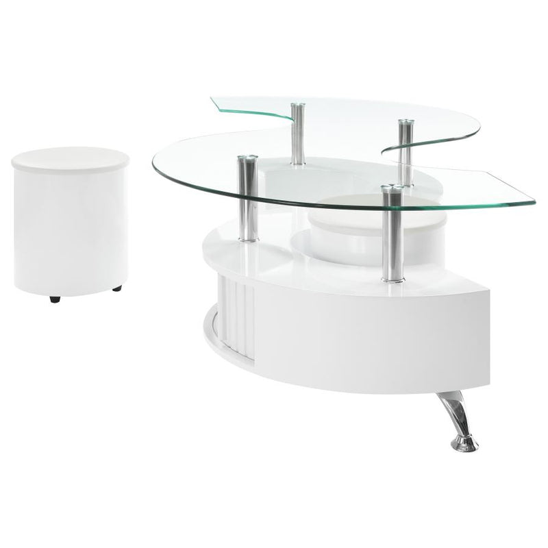 Buckley 3-piece Coffee Table and Stools Set White High Gloss-zoom-