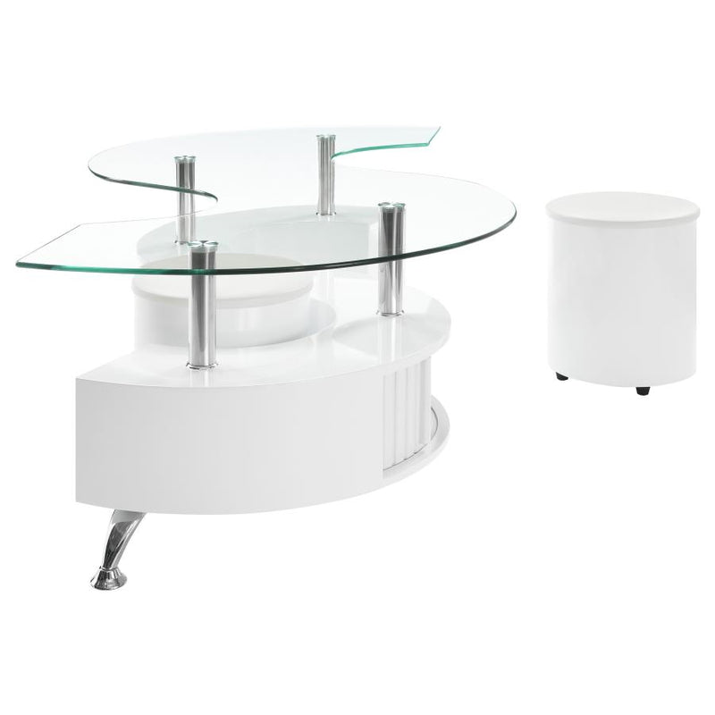 Buckley 3-piece Coffee Table and Stools Set White High Gloss-zoom-