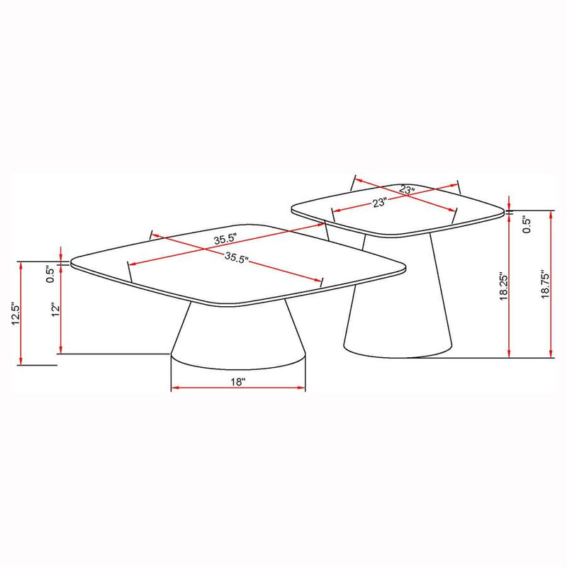 Eason 2-piece Cocktail Coffee Table Set Concrete and Black-zoom-
