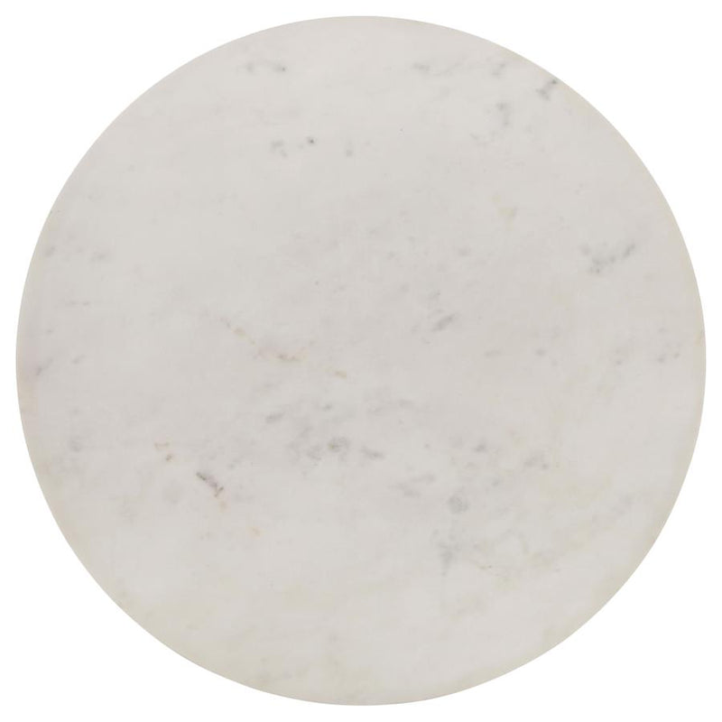 Aldis Round Marble Top Side End Table White and Natural-zoom-