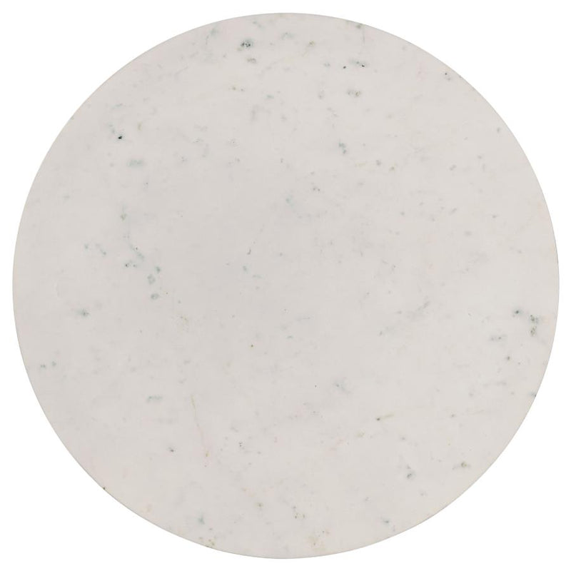 Aldis Round Marble Top Coffee Table White and Natural-zoom-