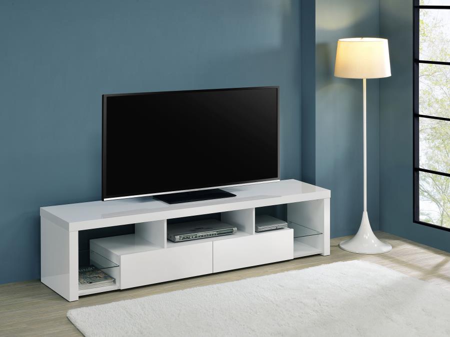 Jude 2-drawer Engineered Wood 71-inch TV Stand High Gloss White-zoom-2