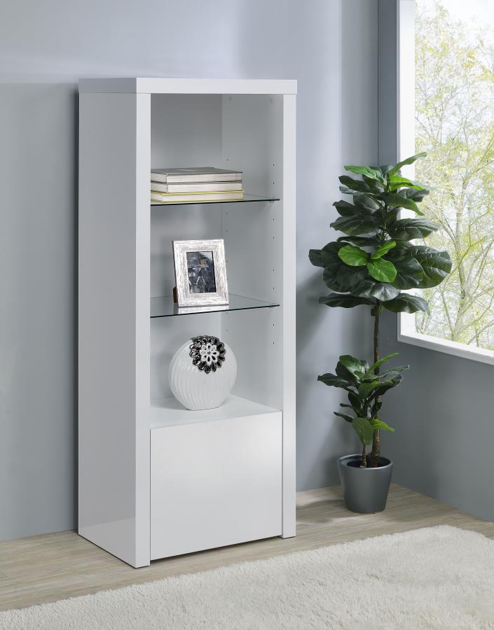 Jude 3-shelf Engineered Wood Media Tower High Gloss White-zoom-