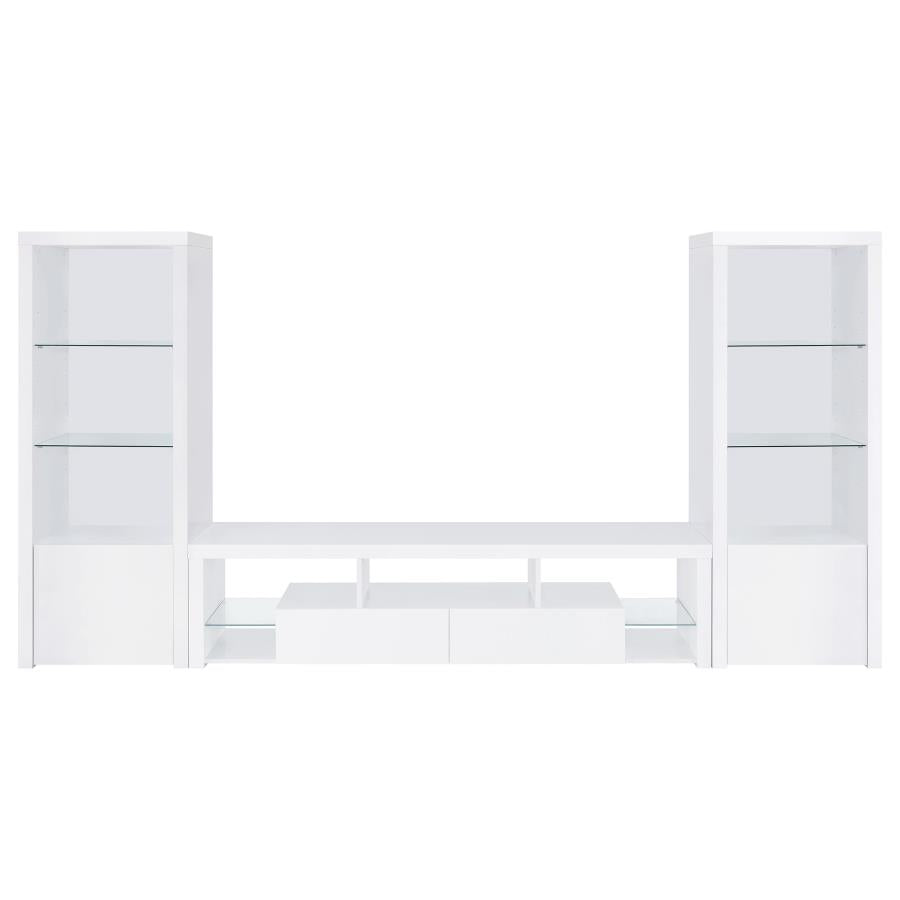 Jude 3-shelf Engineered Wood Media Tower High Gloss White-zoom-10