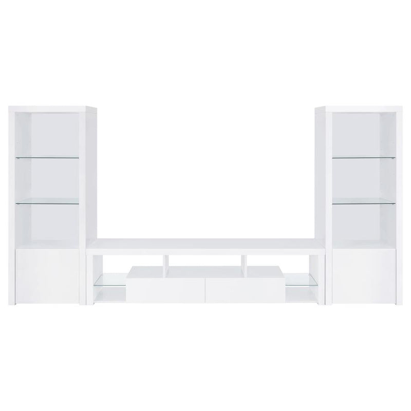 Jude 3-shelf Engineered Wood Media Tower High Gloss White-zoom-