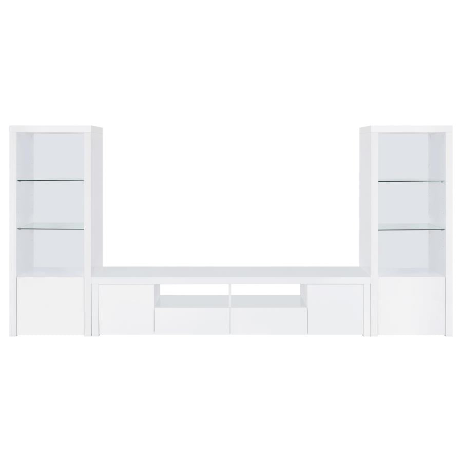 Jude 3-shelf Engineered Wood Media Tower High Gloss White-11
