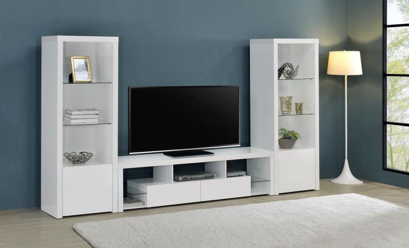 Jude 3-shelf Engineered Wood Media Tower High Gloss White-zoom-