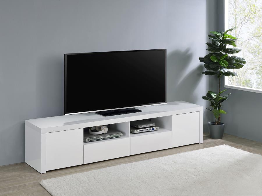 Jude 2-door Engineered Wood 79-inch TV Stand High Gloss White-zoom-2