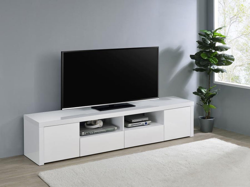 Jude 2-door Engineered Wood 79-inch TV Stand High Gloss White-zoom-