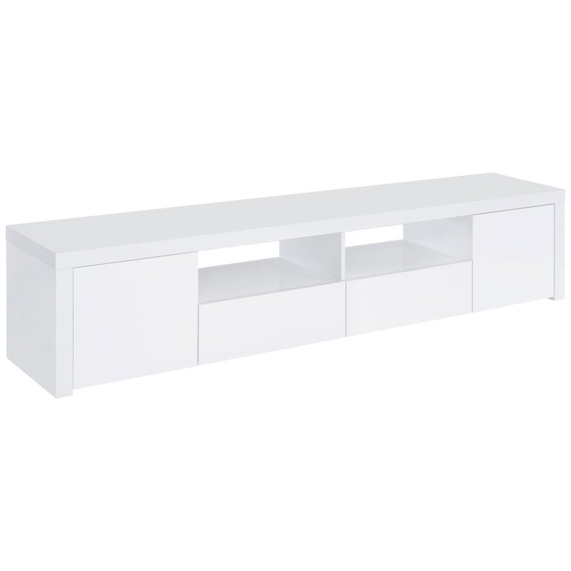 Jude 2-door Engineered Wood 79-inch TV Stand High Gloss White-zoom-