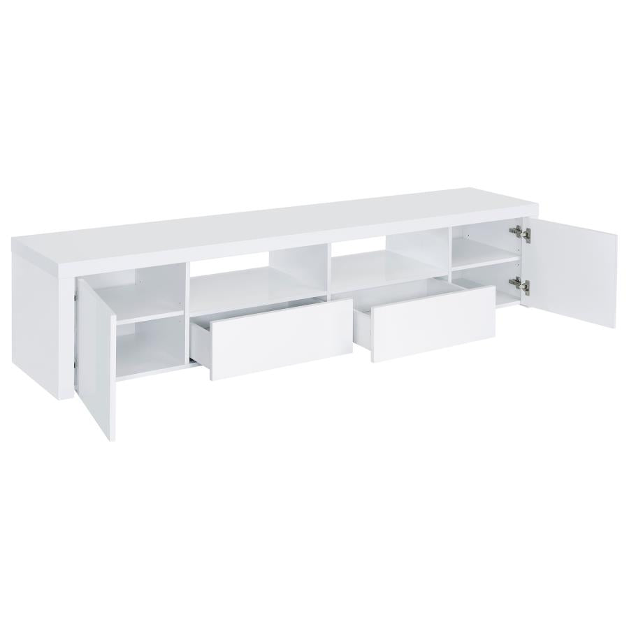Jude 2-door Engineered Wood 79-inch TV Stand High Gloss White-zoom-3