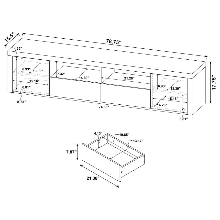 Jude 2-door Engineered Wood 79-inch TV Stand High Gloss White-12