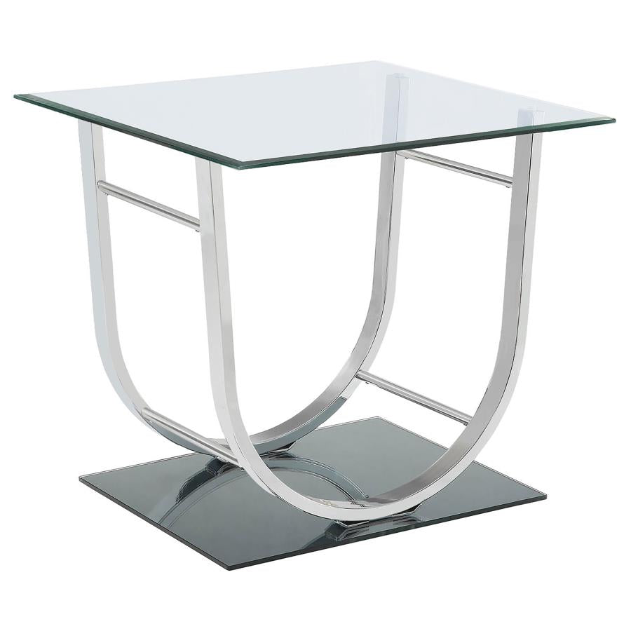 Danville Square U-Shaped Glass Top Side End Table Chrome-1