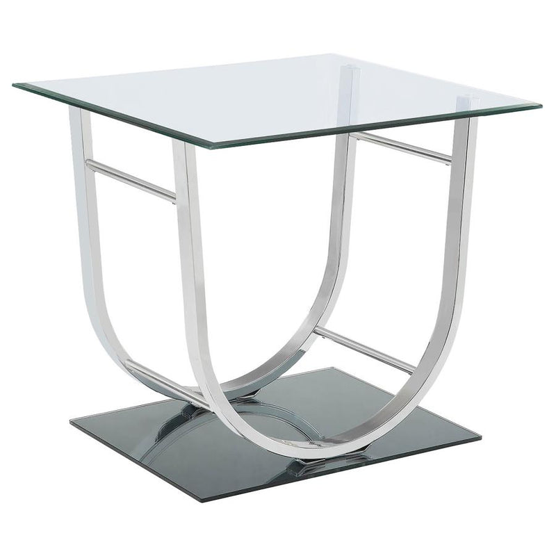 Danville Square U-Shaped Glass Top Side End Table Chrome-zoom-
