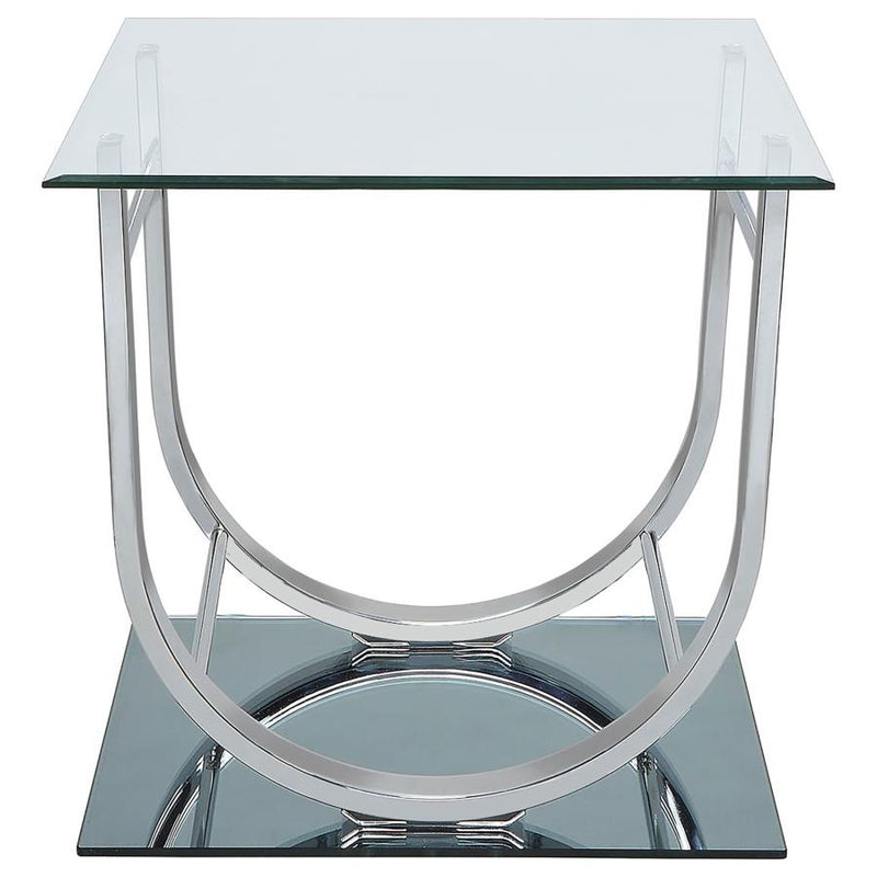 Danville Square U-Shaped Glass Top Side End Table Chrome-zoom-
