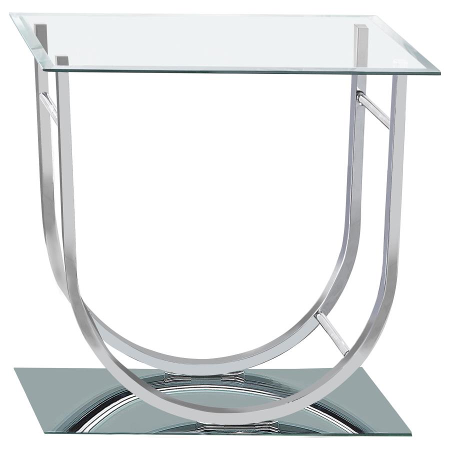 Danville Square U-Shaped Glass Top Side End Table Chrome-4