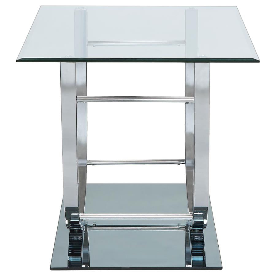 Danville Square U-Shaped Glass Top Side End Table Chrome-zoom-5