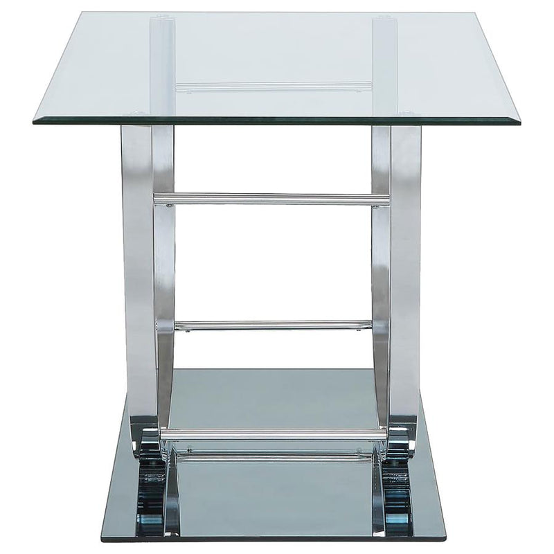 Danville Square U-Shaped Glass Top Side End Table Chrome-zoom-