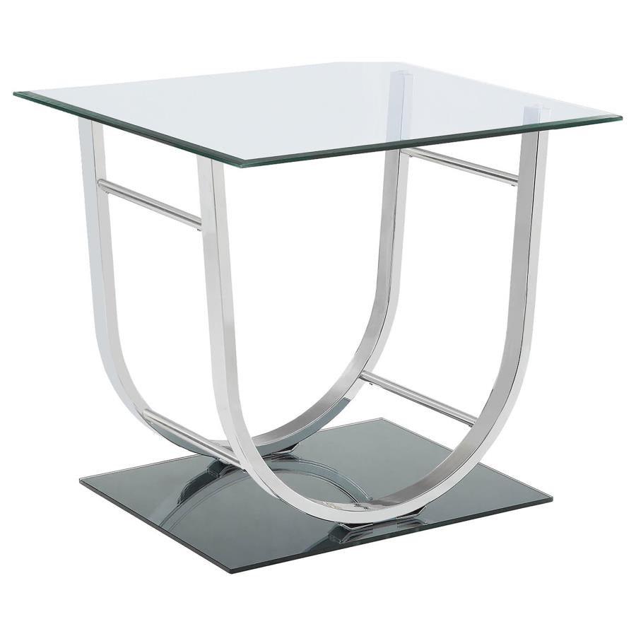 Danville 2-piece Glass Top Coffee and End Table Set Chrome-3