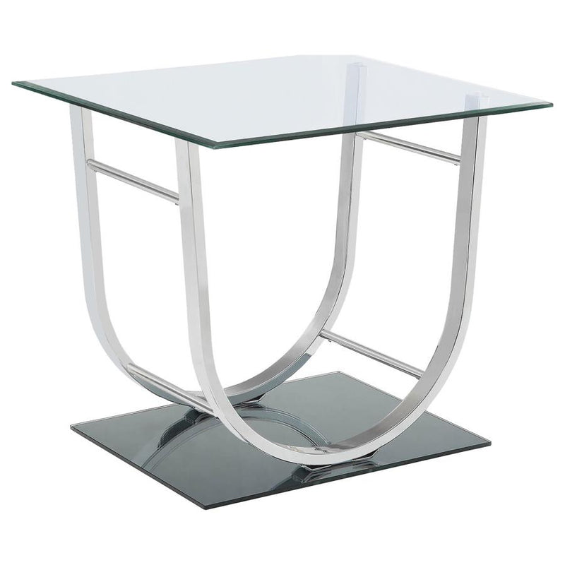Danville 2-piece Glass Top Coffee and End Table Set Chrome-zoom-
