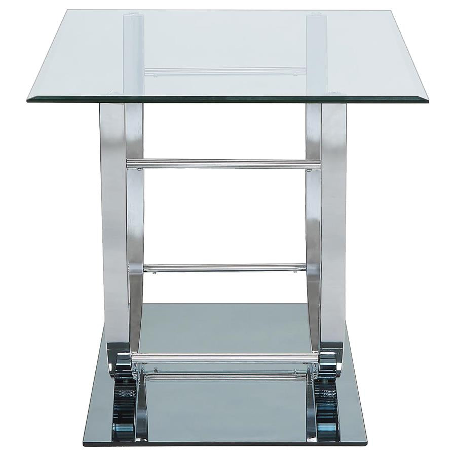 Danville 2-piece Glass Top Coffee and End Table Set Chrome-5