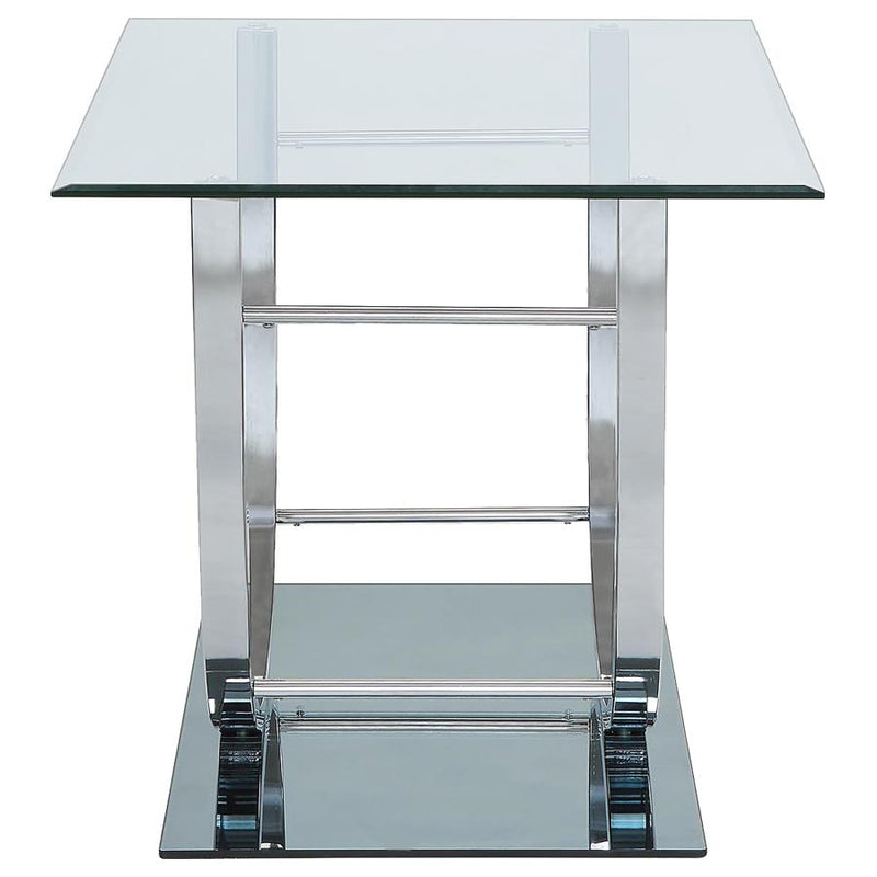Danville 2-piece Glass Top Coffee and End Table Set Chrome-zoom-